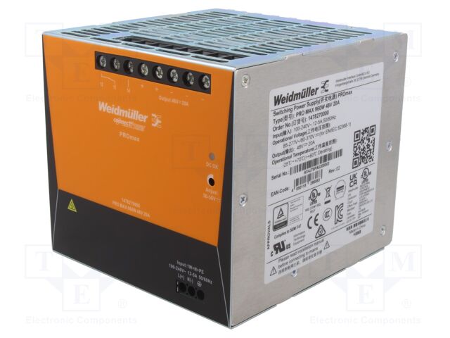 1478270000 - PRO MAX 960W 48V 20A - Fuente 48 Vdc 20 A 960 W riel DIN - WEIDMULLER