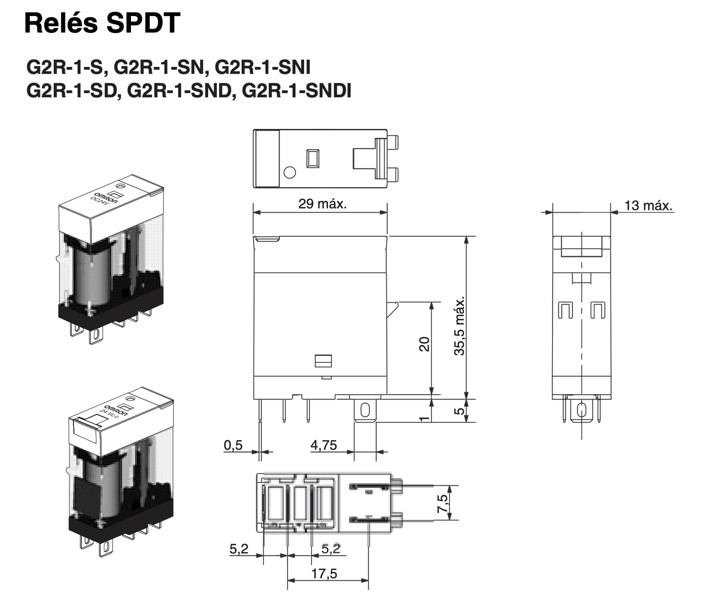 G2R - 1 - SN AC24(S) - Relé Electromecánico