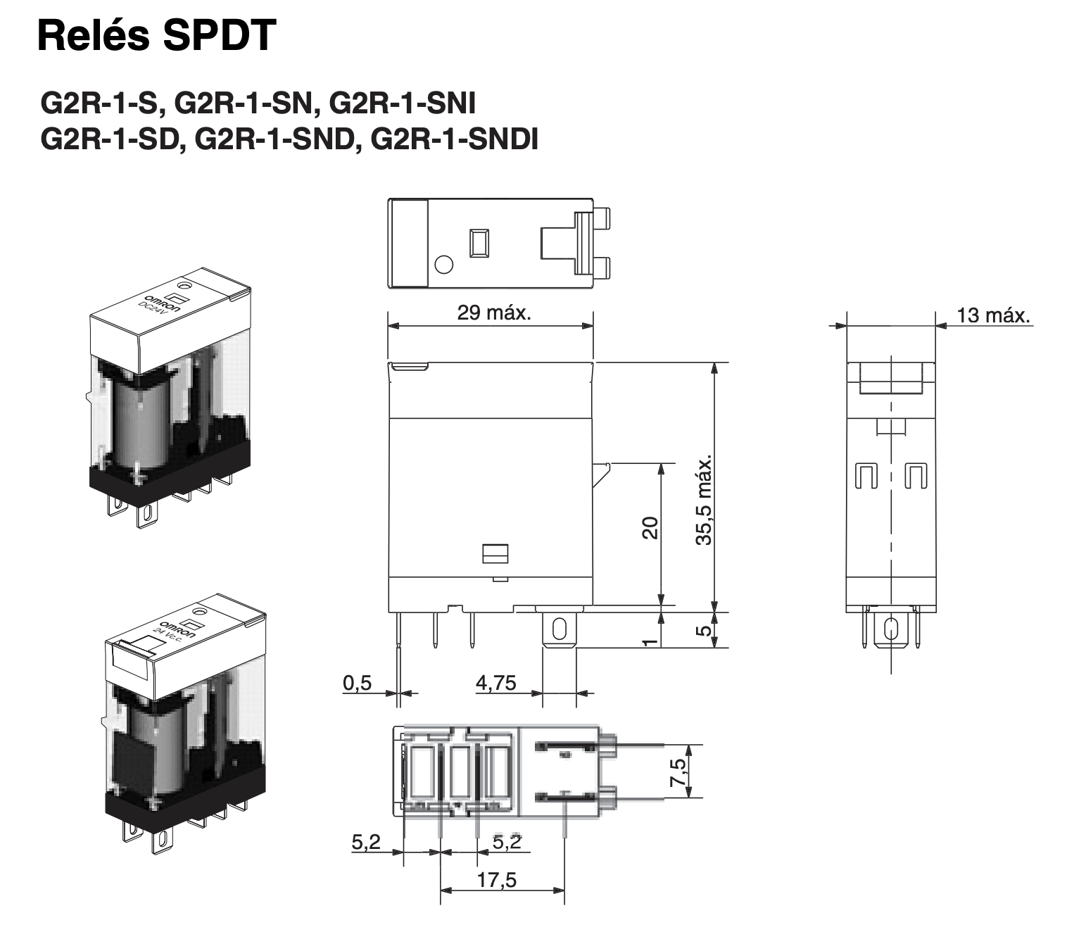 G2R - 1 - SN AC24(S) - Relé Electromecánico
