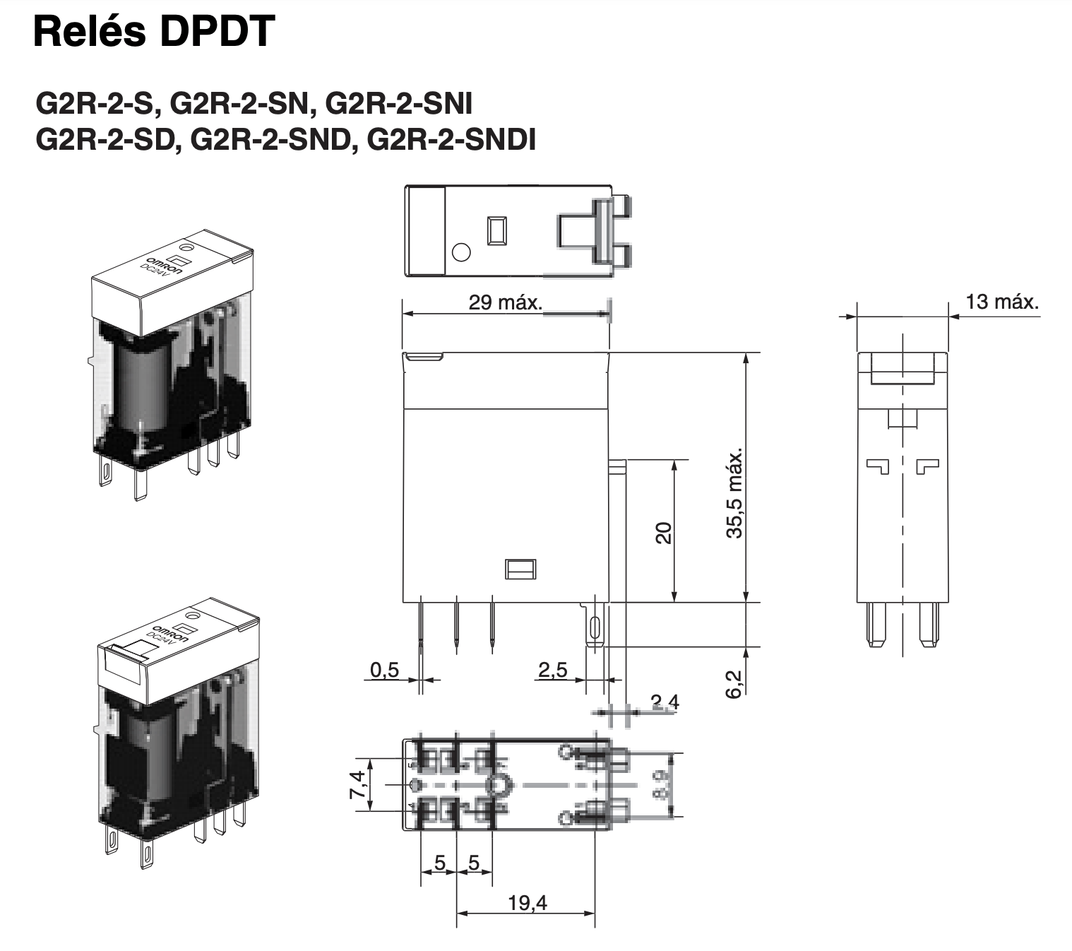 G2R - 2 - S DC12(S) - Relé Electromecánico