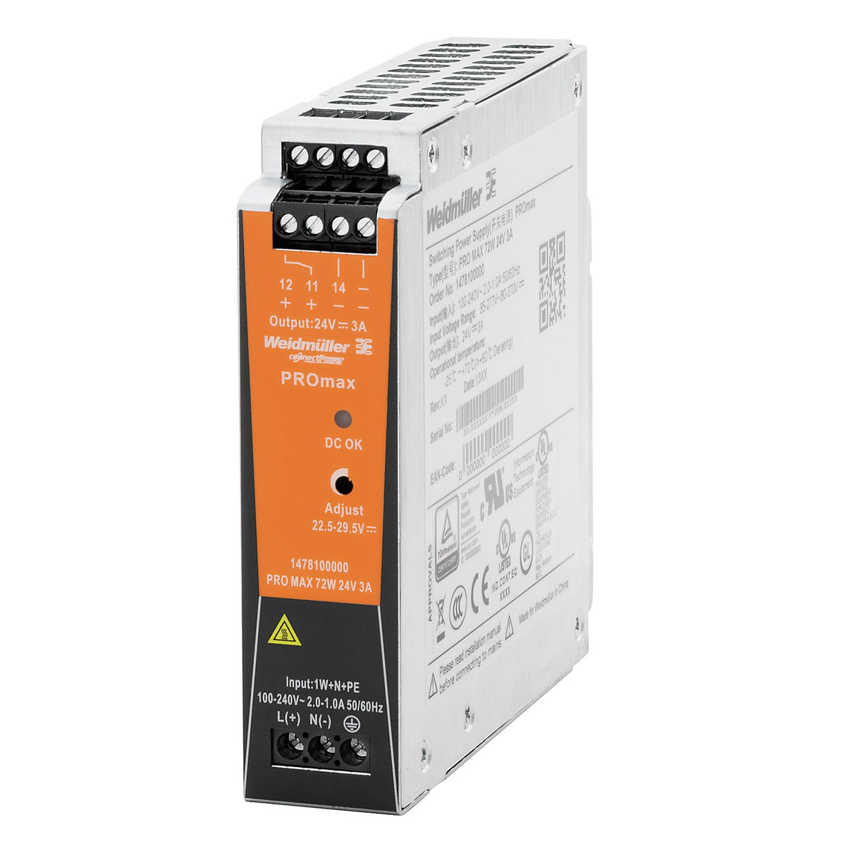 1478220000 - PRO MAX 72W 12V 6A - Fuente monofásica 12 Vdc 6 A 72 W - WEIDMULLER