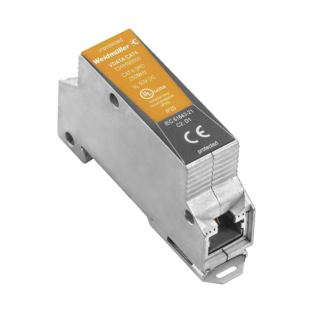 1348590000 - VDATA CAT6 - Protector de sobretensión Ethernet Cat.6 PoE - WEIDMULLER